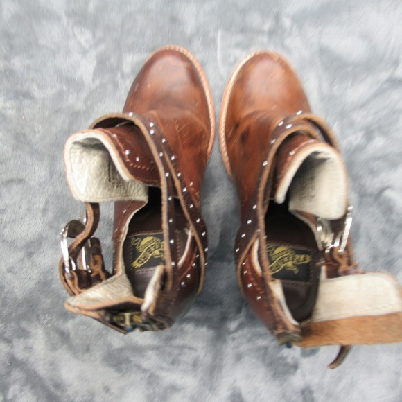 Freebird Womens‎ Boots 6 Rainbow Brown Western Studded Leather Ankle Booties - Picture 12 of 16